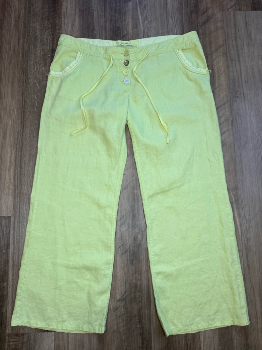 River Island Wide Leg Low Rise Linen Drawstring Pants with Unique Buttons, 16